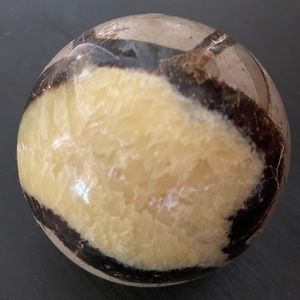 Madagascar Yellow Brown Septarian Dragon Crystal Mineral Sphere